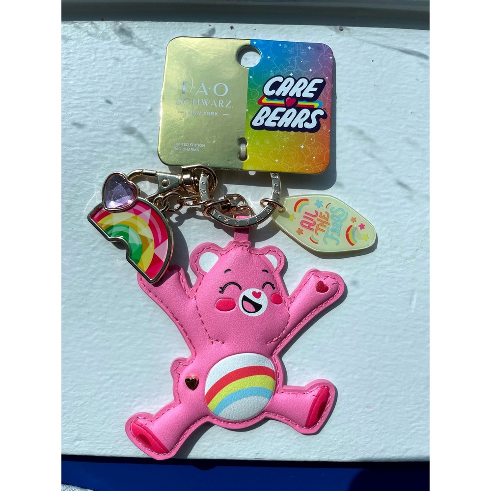 FAO Schwarz Care Bears Cheer Bear Limited Edition Bag Charm Keychain Pink